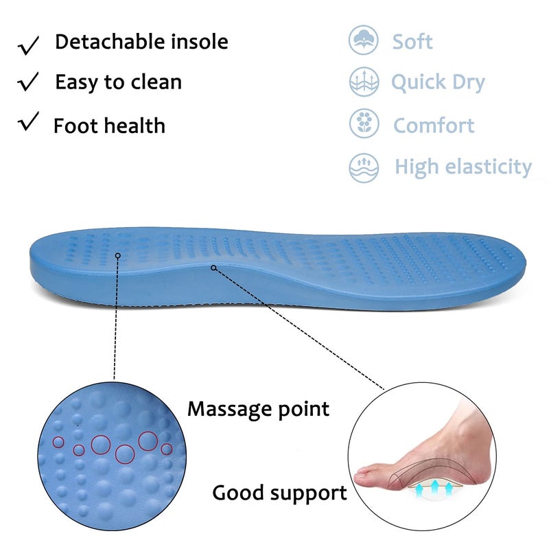 ChayChax Men's and Women's Arch Support Clogs Garden Shoes Slip-on Outdoor Beach Slippers with Removable Cushion Footbed, Black Blue, 9.5-10.5 Women/8-9 Men - Image 5