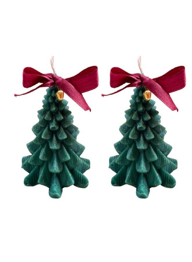 Astrid Christmas Tree Candle (Two Pieces) in Green Colour| Christmas Candle | 9.2cm *8.4 cm* 8.3 cm, Hand Poured | Decorative Scented Candle | 100% Soy Wax| Festive Gifting | (Floral) - Image 2