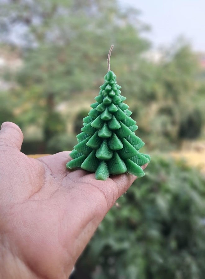 Astrid Christmas Tree Candle (Two Pieces) in Green Colour| Christmas Candle | 9.2cm *8.4 cm* 8.3 cm, Hand Poured | Decorative Scented Candle | 100% Soy Wax| Festive Gifting | (Floral) - Image 3