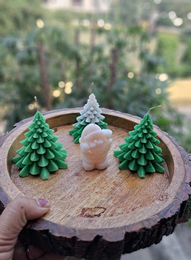 Astrid Christmas Tree Candle (Two Pieces) in Green Colour| Christmas Candle | 9.2cm *8.4 cm* 8.3 cm, Hand Poured | Decorative Scented Candle | 100% Soy Wax| Festive Gifting | (Floral) - Image 5