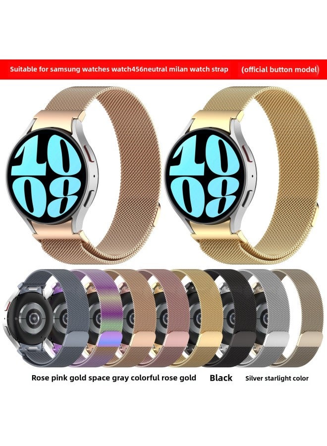 Xinyuan Shuntong For SamsungWatch7 Button Milan Watchband Watch4 5 6 Milanese Magnetic Strap-Color:Rose Gold