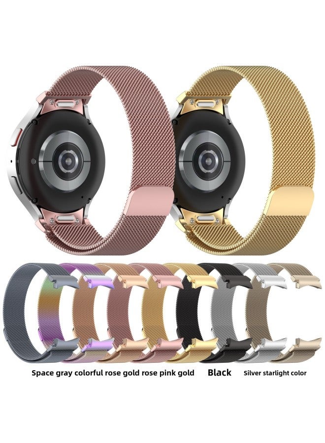 Xinyuan Shuntong For SamsungWatch7 Button Milan Watchband Watch4 5 6 Milanese Magnetic Strap-Color:Rose Gold