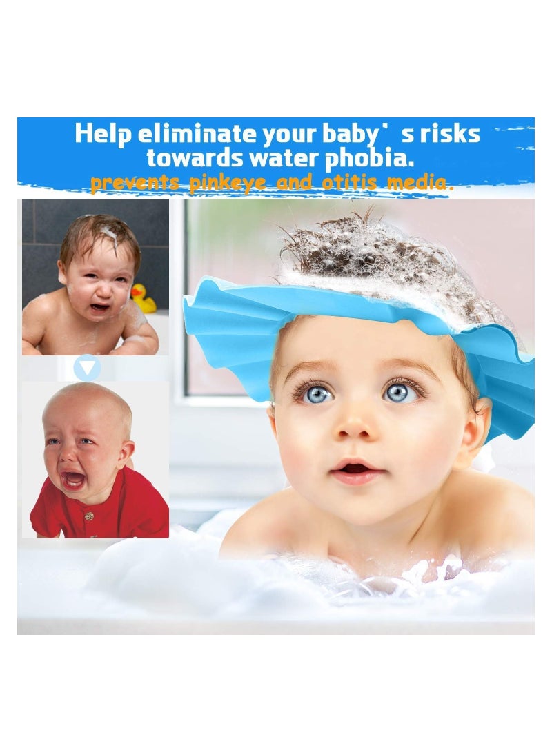 بلان A غطاء رأس للأطفال لحماية العينين من الشامبو، قبعة قابلة للتعديل للحماية من الشامبو أثناء الاستحمام وغسل الرأس، قبعة واقية عند الاستحمام لسلامة الأطفال في الحمام (ازرق) - Image 4