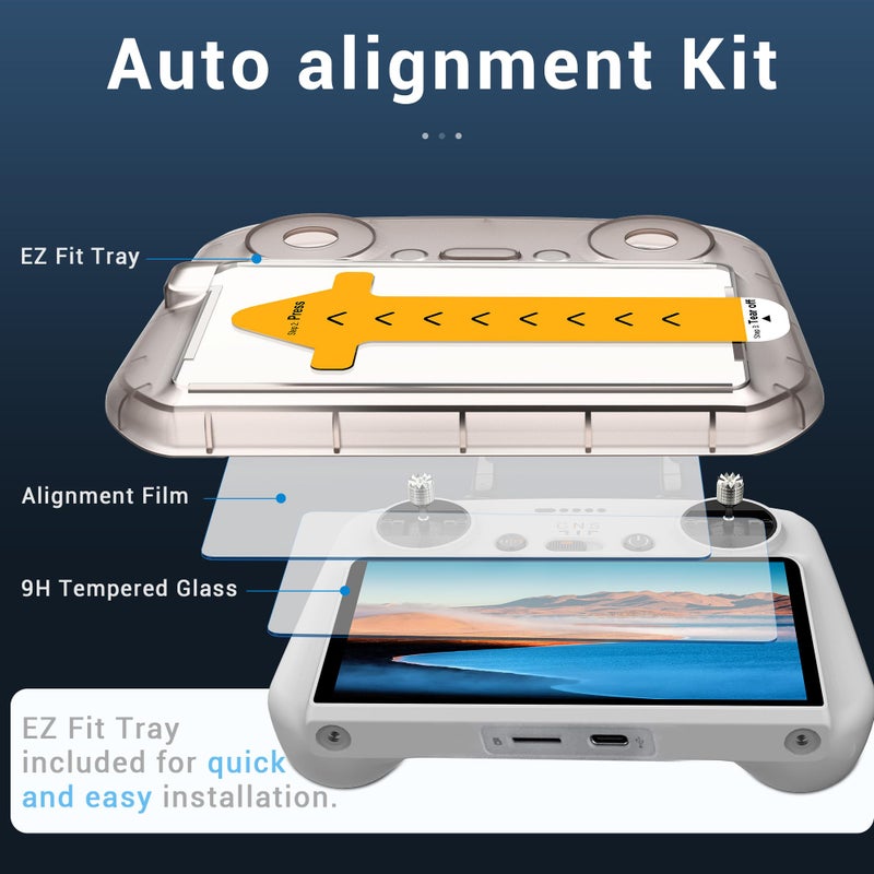 CYNOVA DJI RC2 Screen Protector with Auto Alignment Kit, DJI RC Controller HD Tempered Glass Screen Protector Film For Mini 5 Pro/Flip/Mini 3 / Mini 3 Pro/Air 3 Accessories - Image 3
