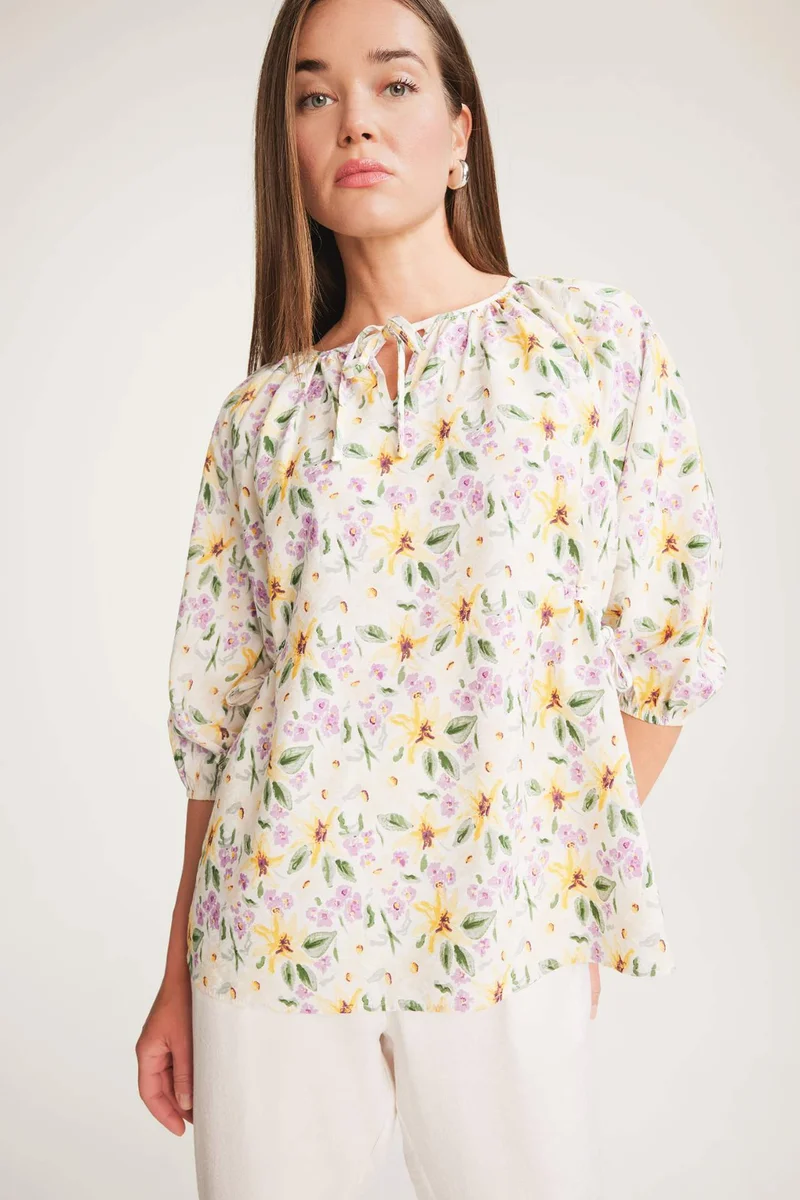 ديفاكتو Regular Fit Flap Collar Long Sleeve Blouse