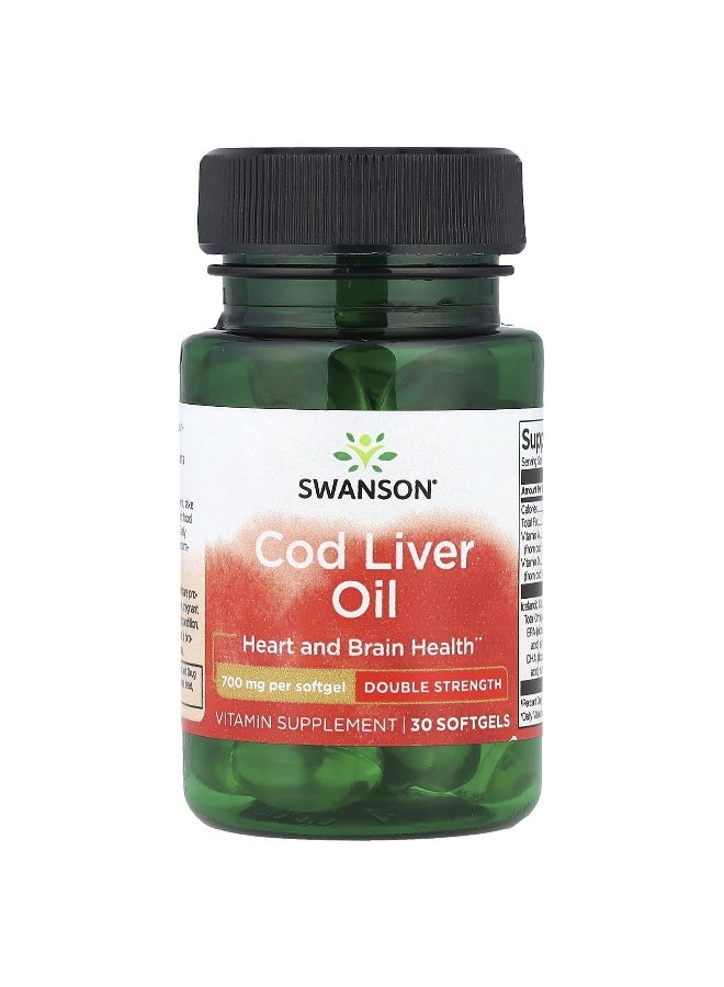 SWANSON Swanson, Cod Liver Oil, Double Strength, 30 Softgels  - Image 1
