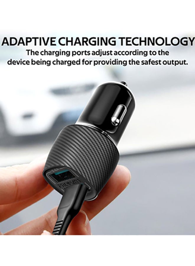PROMATE Universal Compact 3.4A Fast Charging Car Adapter with Smart Output Compatible and Short Circuit Protection For Smartphones, Tablet, All USB Enabled Devices, VolTrip-Duo Black - Image 3