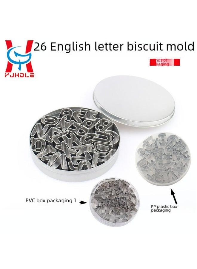Stainless Steel 26-letter Cookie Cutter Chocolate Biscuit Mold Diy Baking Set Alphabet Shaped Pastry Tools For Daily Use-Specifications:PP Plastic Box - Image 1