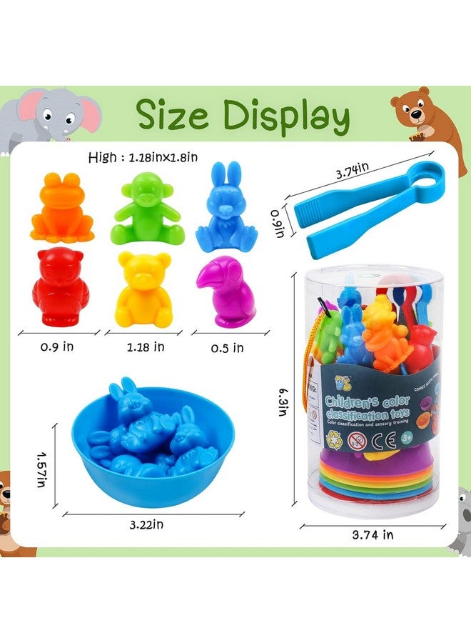 Slipps Counting Zoo Game Color Sorting Toys with Bowls Montessori STEM Sensory Training Early Educational Preschool Learning Toy Gift for Toddlers Kids Ages 3 4 5 6 (Zoo) - Image 2