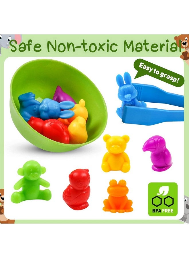 Slipps Counting Zoo Game Color Sorting Toys with Bowls Montessori STEM Sensory Training Early Educational Preschool Learning Toy Gift for Toddlers Kids Ages 3 4 5 6 (Zoo) - Image 4