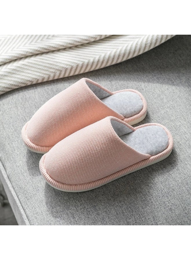 GUOLUOFEI Guoluofei Cotton And Linen Slippers For Women, Spring And Autumn Home Indoor Wooden Floor Couple Cotton Slippers For Men, All Seasons Pink, Size 38-39 - Image 1