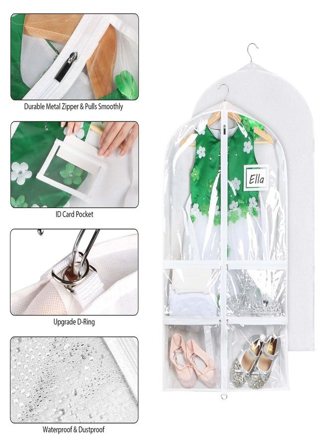 Syeeiex Clear Dance Costume Garment Bag with 3" Gussetes(5 Pack), 40'' Garment Bags for Dance Costumes, Kids Dance Garment Bag with 4 Medium Zippered Pocket - Suitable for Dance Competitions, Ballet - Image 5