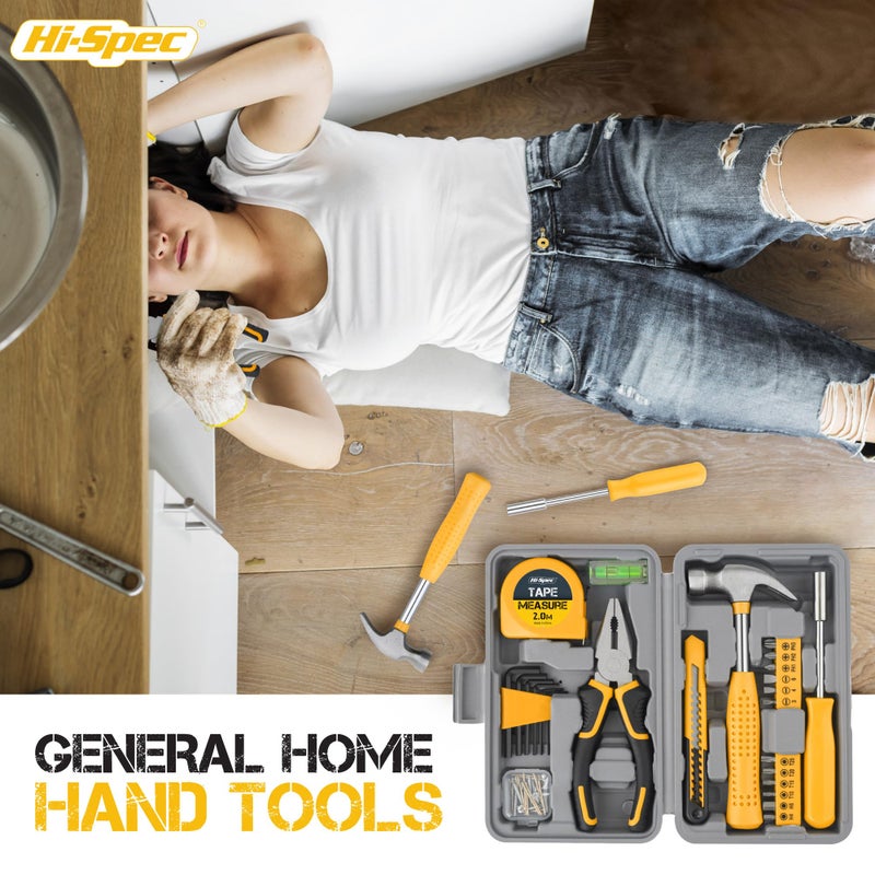 Hi-Spec Small Tool Box for Home and Office DIY, 25-Piece Yellow Mini Tool Kit Set for Basic Household Repairs in a Portable Toolbox Case. - Image 5