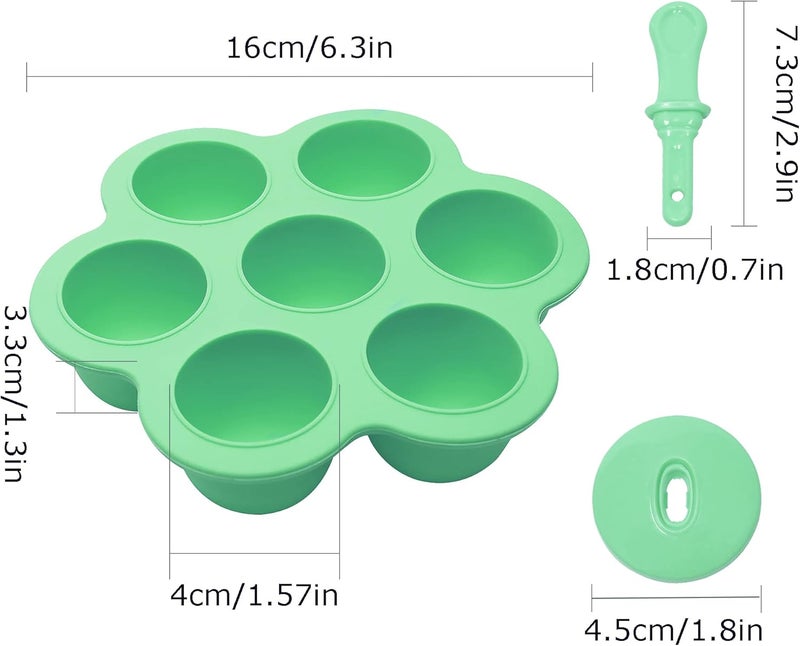 XoYoZo Silicone Popsicle Molds 7-cavity DIY Ice Pop Mold with Colorful Sticks For egg biting ice cream molds storage containers non stick cake molds(Mint Green) - Image 5