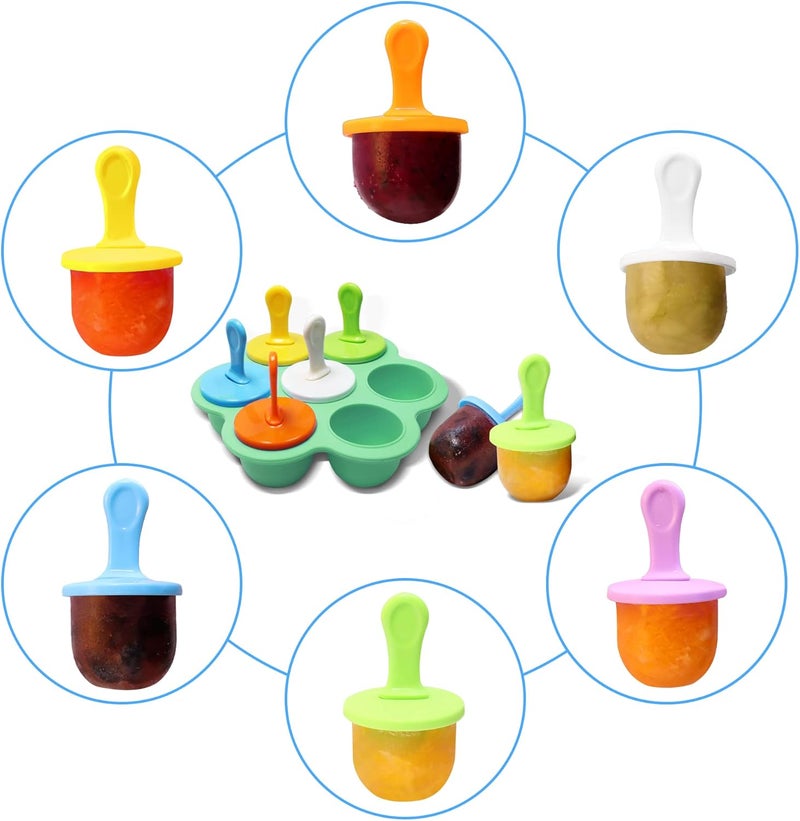 XoYoZo Silicone Popsicle Molds 7-cavity DIY Ice Pop Mold with Colorful Sticks For egg biting ice cream molds storage containers non stick cake molds(Mint Green) - Image 2