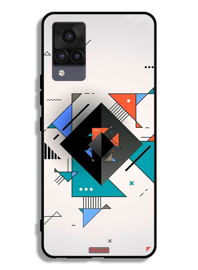 Tolwak Vivo V21 4G Protective Case Cover Square And Triangle Shapes Abstract Pattern - Image 2
