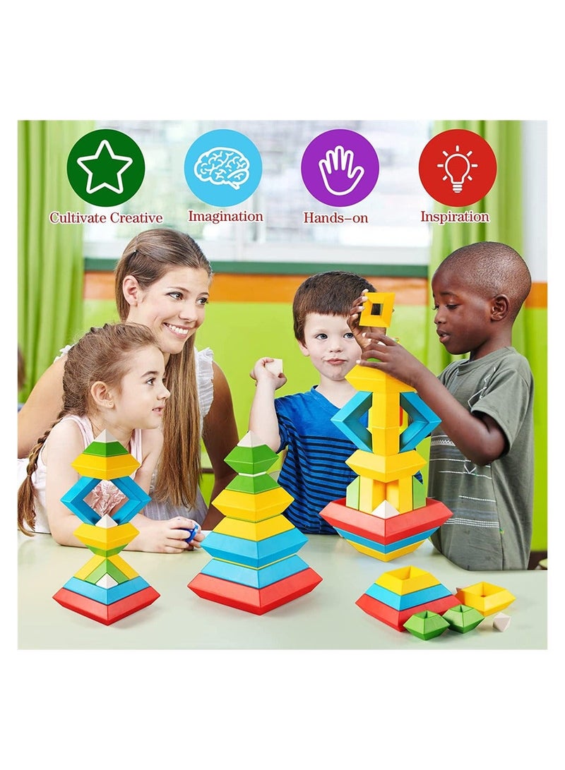SYOSI Stacking Toys for Toddlers, Montessori 1 2 3 4 5 Year Old Girls Boys Preschool Learning Activities, 30Pcs Building Blocks Educational STEM Sensory Gifts Kids - Image 2