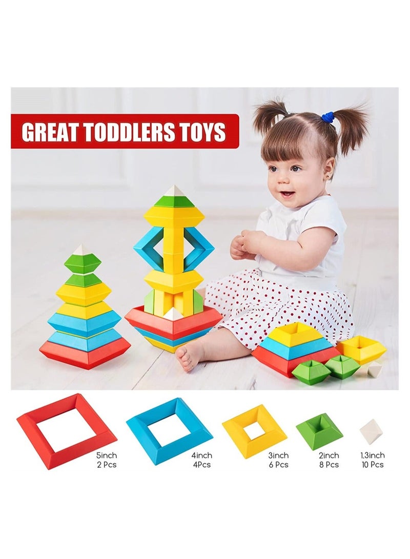SYOSI Stacking Toys for Toddlers, Montessori 1 2 3 4 5 Year Old Girls Boys Preschool Learning Activities, 30Pcs Building Blocks Educational STEM Sensory Gifts Kids - Image 5