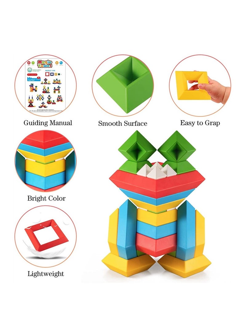 SYOSI Stacking Toys for Toddlers, Montessori 1 2 3 4 5 Year Old Girls Boys Preschool Learning Activities, 30Pcs Building Blocks Educational STEM Sensory Gifts Kids - Image 3