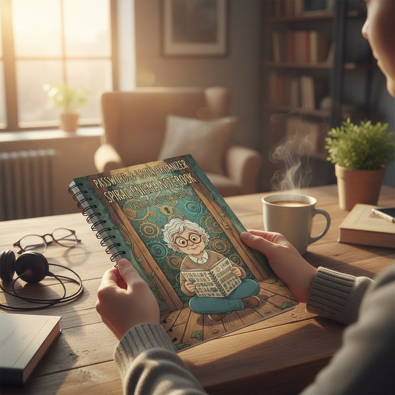 كتيب كلمات مرور حلزوني كرتوني مع قفل قطعة واحدة لكبار السن مدير أمان الإنترنت - Image 2