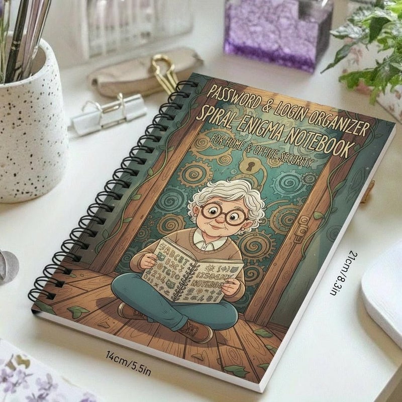 كتيب كلمات مرور حلزوني كرتوني مع قفل قطعة واحدة لكبار السن مدير أمان الإنترنت - Image 1