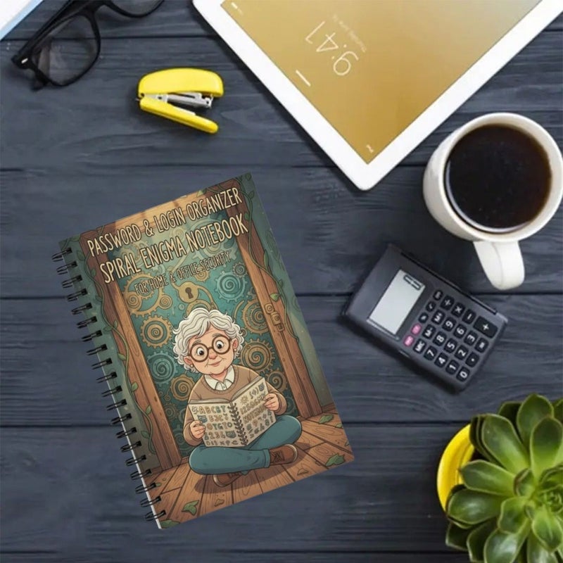 كتيب كلمات مرور حلزوني كرتوني مع قفل قطعة واحدة لكبار السن مدير أمان الإنترنت - Image 4