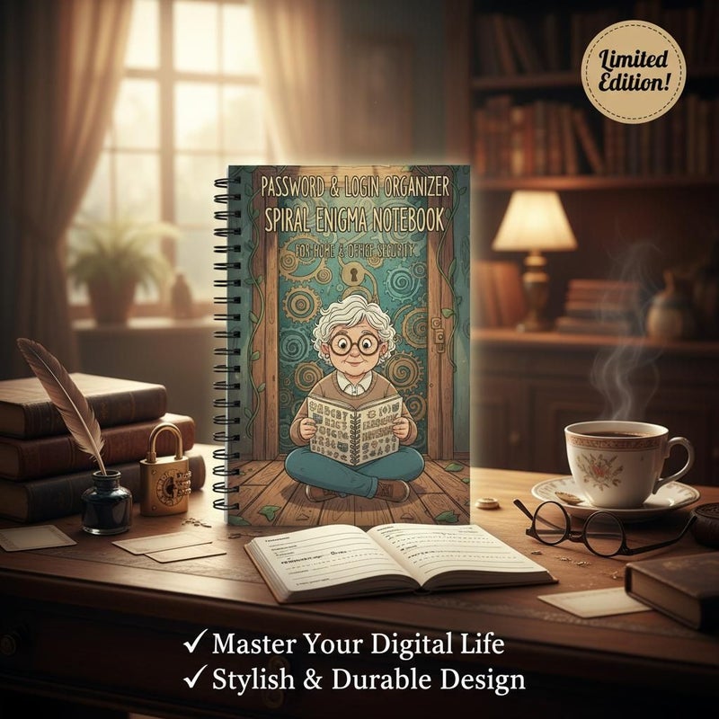 كتيب كلمات مرور حلزوني كرتوني مع قفل قطعة واحدة لكبار السن مدير أمان الإنترنت - Image 5