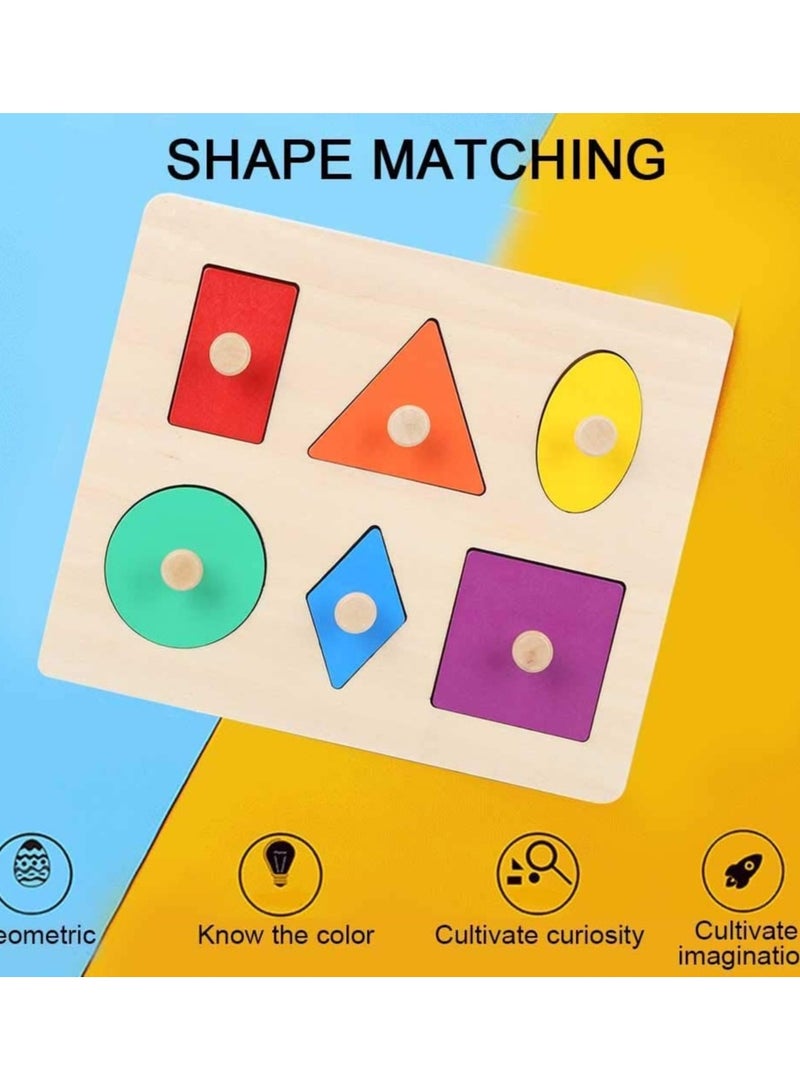 SOLARAE Wooden Montessori Educational Building Block Puzzle for Toddlers - Geometric Shape Color Matching, Sorting, Stacking, and Plugging Toys for Kids Aged 1-3 Years, Perfect for Boys and Girls. - Image 5