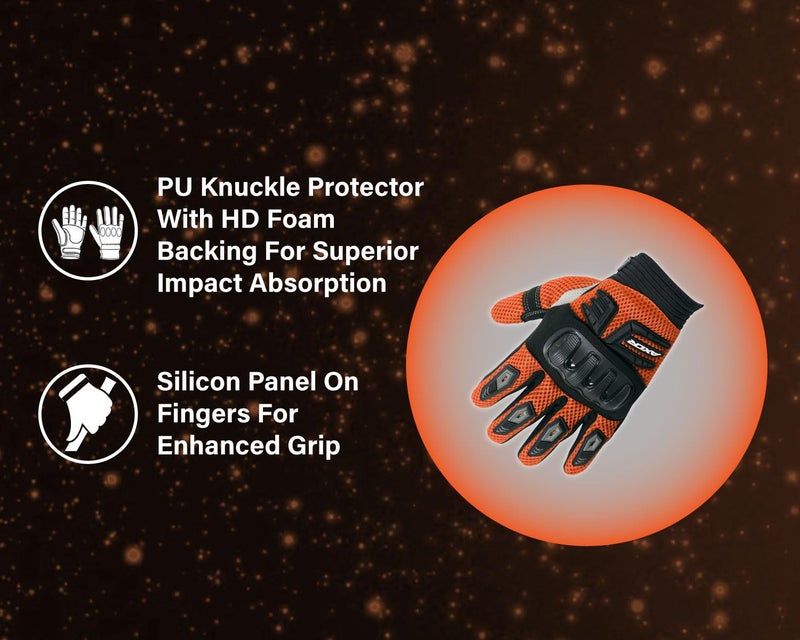 Axor Airstream Riding Gloves Providing Enhanced Grip and Impact Protection with Touchscreen Functionality and an Adjustable Fit-Black Orange-M - Image 4