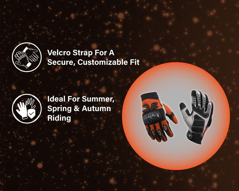 Axor Airstream Riding Gloves Providing Enhanced Grip and Impact Protection with Touchscreen Functionality and an Adjustable Fit-Black Orange-M - Image 5