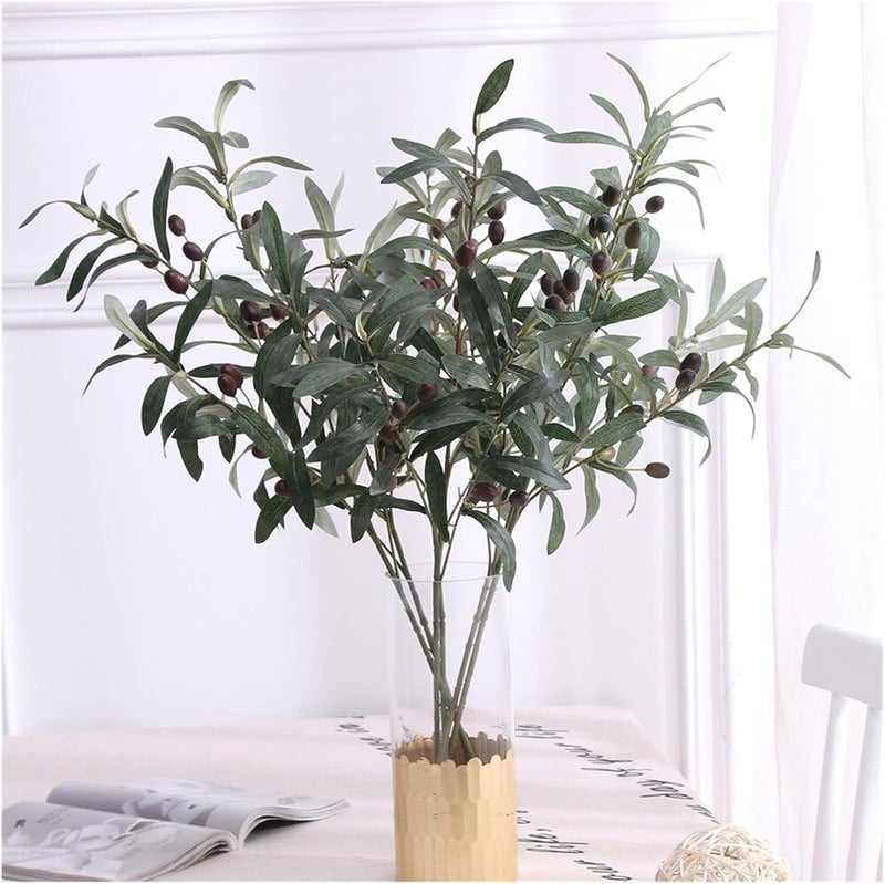 Fake Plant Artificial Olive Branches Leave with Fruits for Home Wedding Decoration Accessories Christmas DIY Vase Green Fake Plants Cheap Plants Artificial Decor(Green 1,1pieces) - Image 2