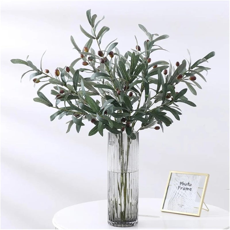 Fake Plant Artificial Olive Branches Leave with Fruits for Home Wedding Decoration Accessories Christmas DIY Vase Green Fake Plants Cheap Plants Artificial Decor(Green 1,1pieces) - Image 4