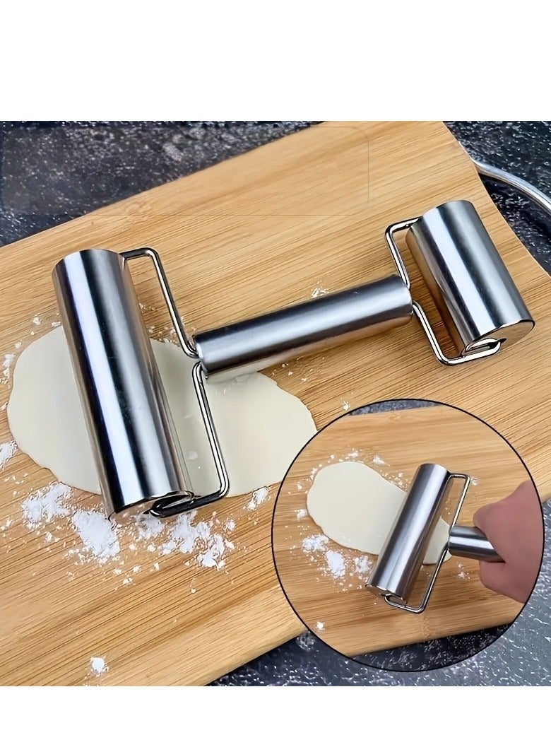 Baking rolling pin – small stainless steel rolling pin for making flatbreads and cookies - Image 1