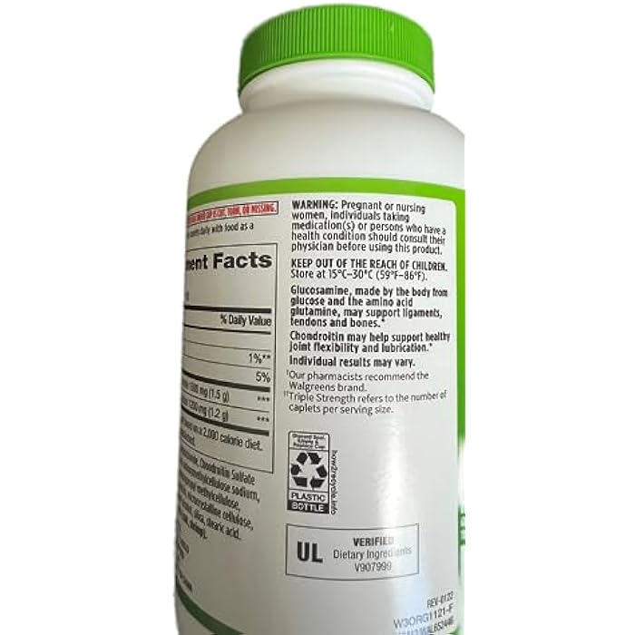 Walgreens Glucosamine Chondroitin Triple Strength 1500 mg Glucosamine HCL 1200 mg Chondroitin - 240 Caplets - Image 4
