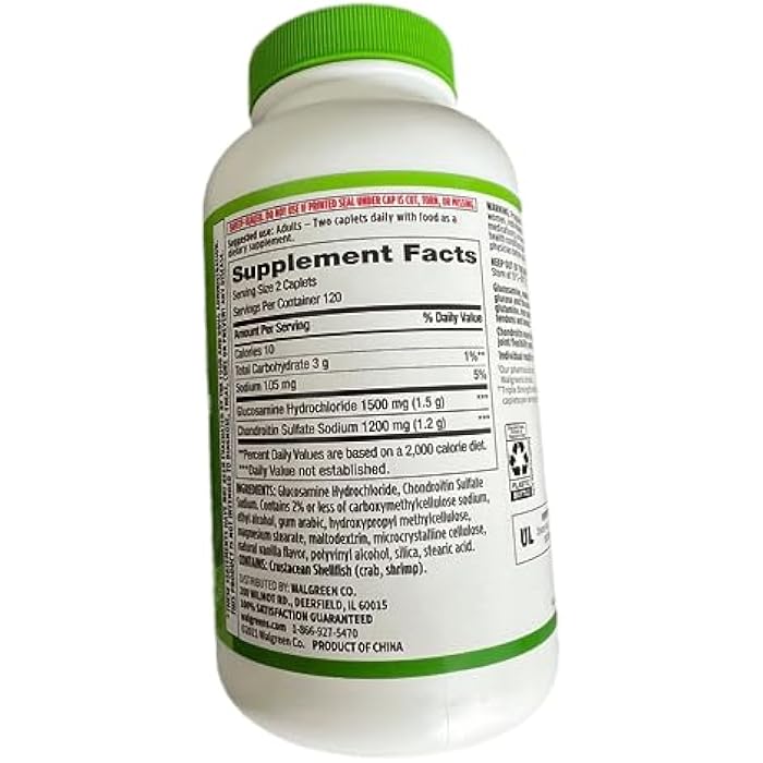 Walgreens Glucosamine Chondroitin Triple Strength 1500 mg Glucosamine HCL 1200 mg Chondroitin - 240 Caplets - Image 2