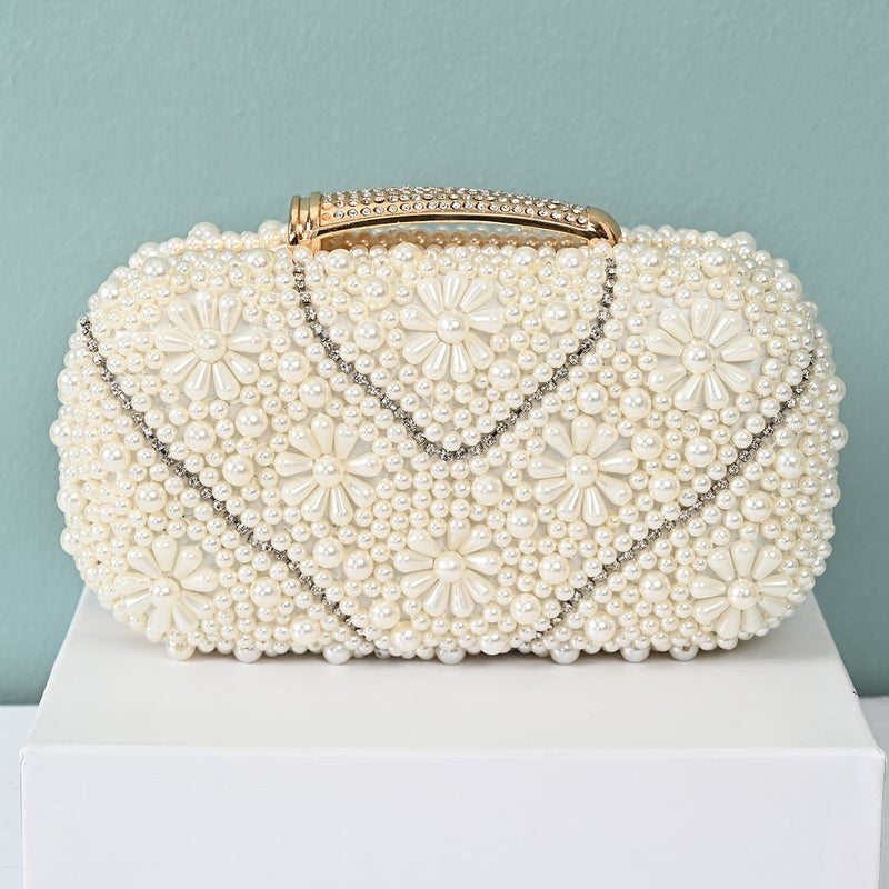 Pearl Flower Dress Bag Fresh Sweet Evening Bag Ladies Banquet Commuter Fashion Socialite Party Bag - Image 2