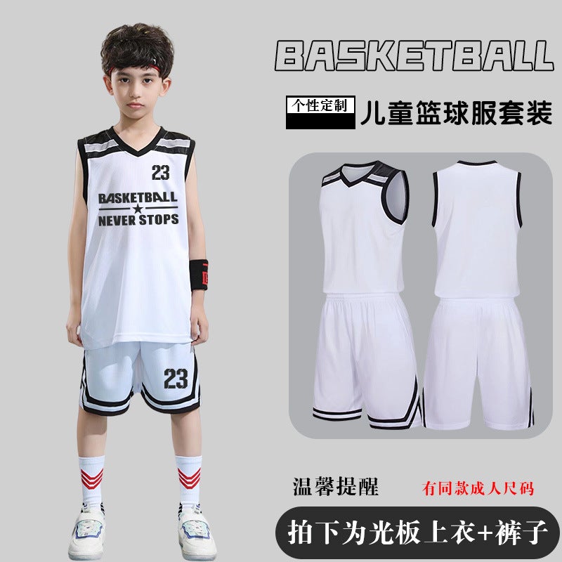 Generic Childrens Basketball Uniform Set Mens Basketball Team Uniform Jersey Basketball Training Camp School Sports Meeting Childrens Basketball Team Uniform Number Printing White#a7
