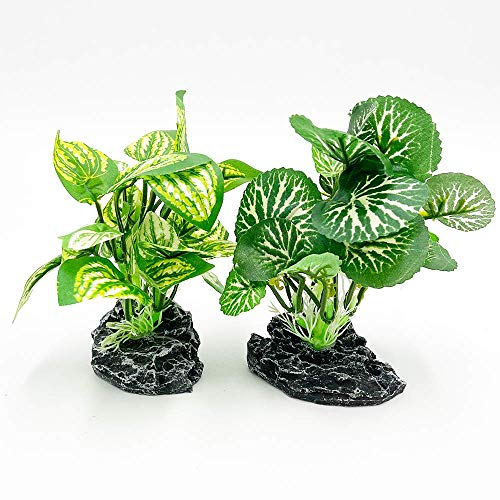 Smoothedo-Pets Aquarium Plants Betta Fish Tank Decorations 4inch/2pcs Soft Silk Artificial Plant Goldfish Waterscape Fish Hides Snake Tank/Reptiles Plants(A-2pcs Set/Green) - Image 4
