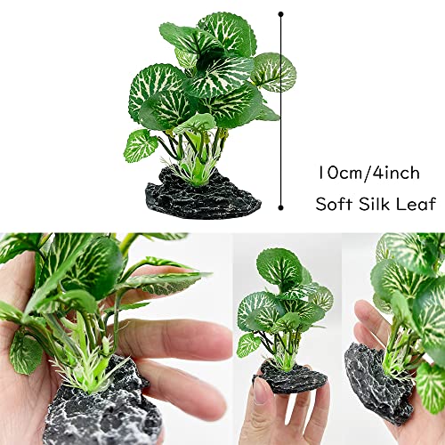Smoothedo-Pets Aquarium Plants Betta Fish Tank Decorations 4inch/2pcs Soft Silk Artificial Plant Goldfish Waterscape Fish Hides Snake Tank/Reptiles Plants(A-2pcs Set/Green) - Image 2