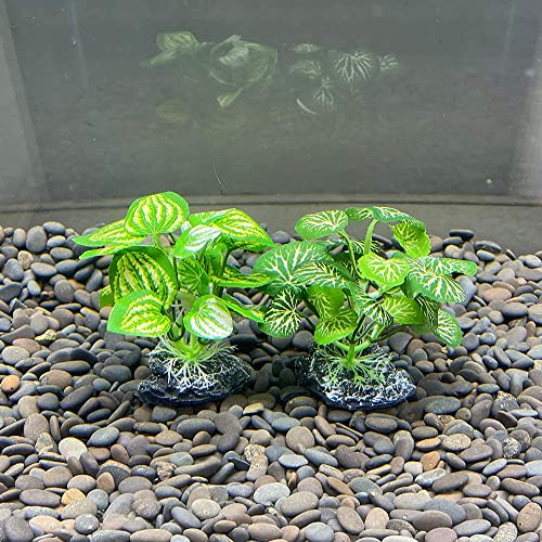 Smoothedo-Pets Aquarium Plants Betta Fish Tank Decorations 4inch/2pcs Soft Silk Artificial Plant Goldfish Waterscape Fish Hides Snake Tank/Reptiles Plants(A-2pcs Set/Green) - Image 5