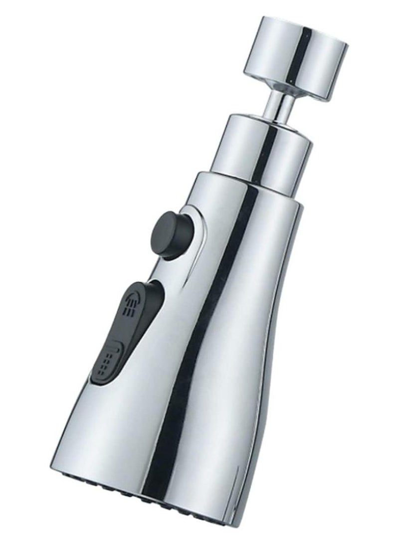 حنفيه مطبخ - ملحق صنبور الحمام، وصلة تهوية دوارة 3 في 1 متعددة الوظائف لتوفير المياه للصنبور، حنفية مطبخ موفرة بتصميم دواررأس -  حنفية بديل، 3 وظائف مع دوران 360 درجة، رأس رشاش لحوض المطبخ، بوصلة G1/2، بلمسة نهائية لامعة - Image 1