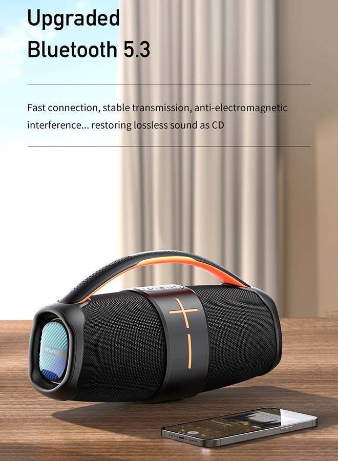 Awei Portable Bluetooth Speaker, 360 Degree Stereo Surround Sound, IPX5 Waterproof, TWS Tandem Support, 10W Dual Speakers, 3600mAh Long Battery Life - Great for Outdoor Parties, Camping, Beaches, and Home Use - High Performance Sound System, High Value and Good Sound Quality - Image 4