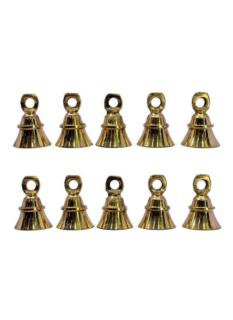 ESPLANADE eSplanade Brass Pooja Mandir Decorative Bells Pack of 10 2 Inches Golden  - Image 1
