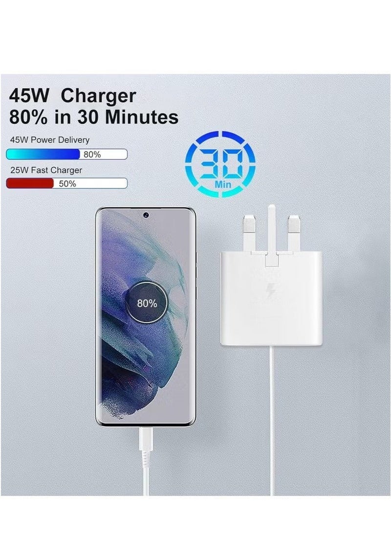 اوليو 45 واط لشاحن هاتف سامسونج فائق السرعة، ومحول طاقة مع قابس وكابل USB C - Image 2