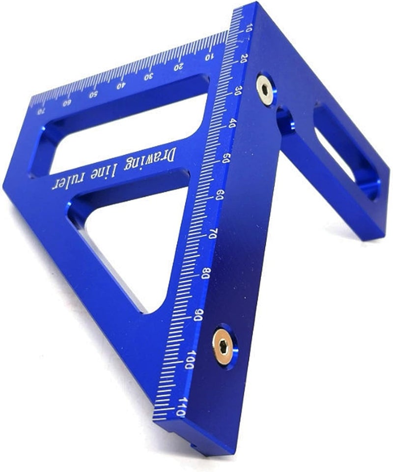 woobles Woodworking Ruler High Precision Woodworking Square Layout Measuring Tool Square Layout Miter Triangle Ruler 45 Degree 90 Degree Metric Gauge(Blue) - Image 5