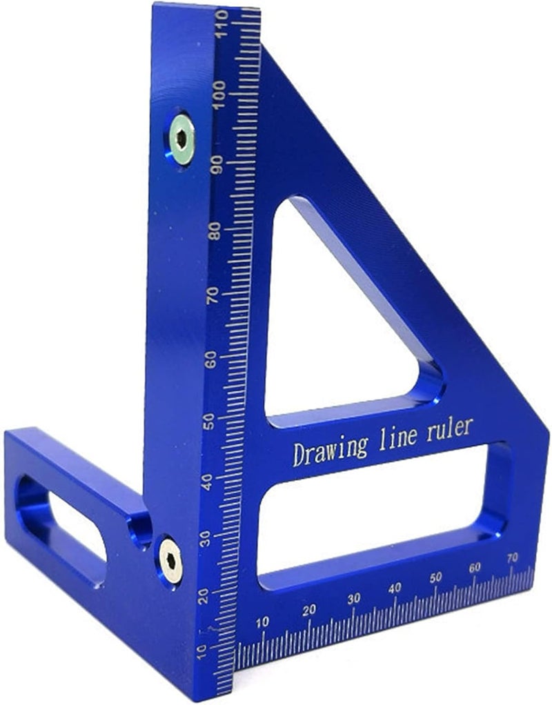 woobles Woodworking Ruler High Precision Woodworking Square Layout Measuring Tool Square Layout Miter Triangle Ruler 45 Degree 90 Degree Metric Gauge(Blue) - Image 1