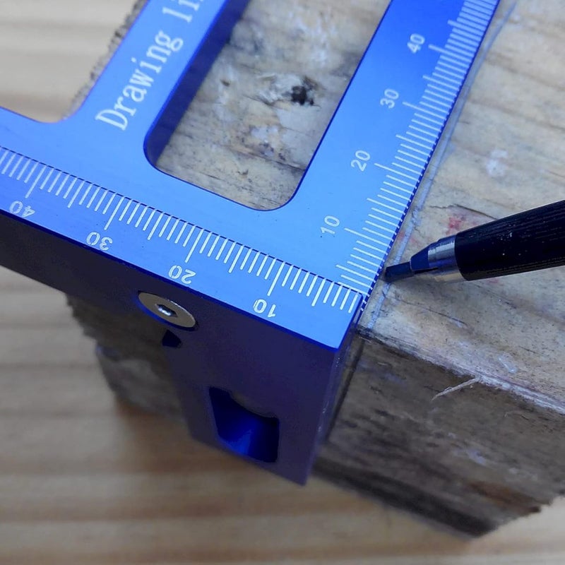 woobles Woodworking Ruler High Precision Woodworking Square Layout Measuring Tool Square Layout Miter Triangle Ruler 45 Degree 90 Degree Metric Gauge(Blue) - Image 4