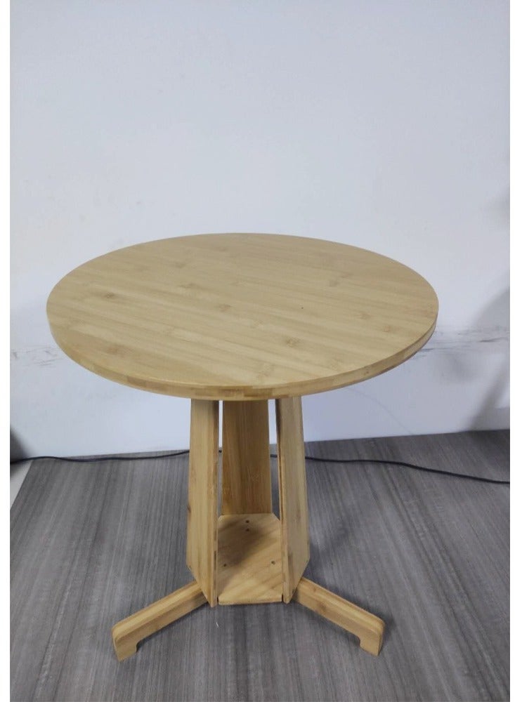 fashionhome Multipurpose Modern Design Portable Bamboo Round Coffee Side Table 50 x 54 Centimeter  - Image 3
