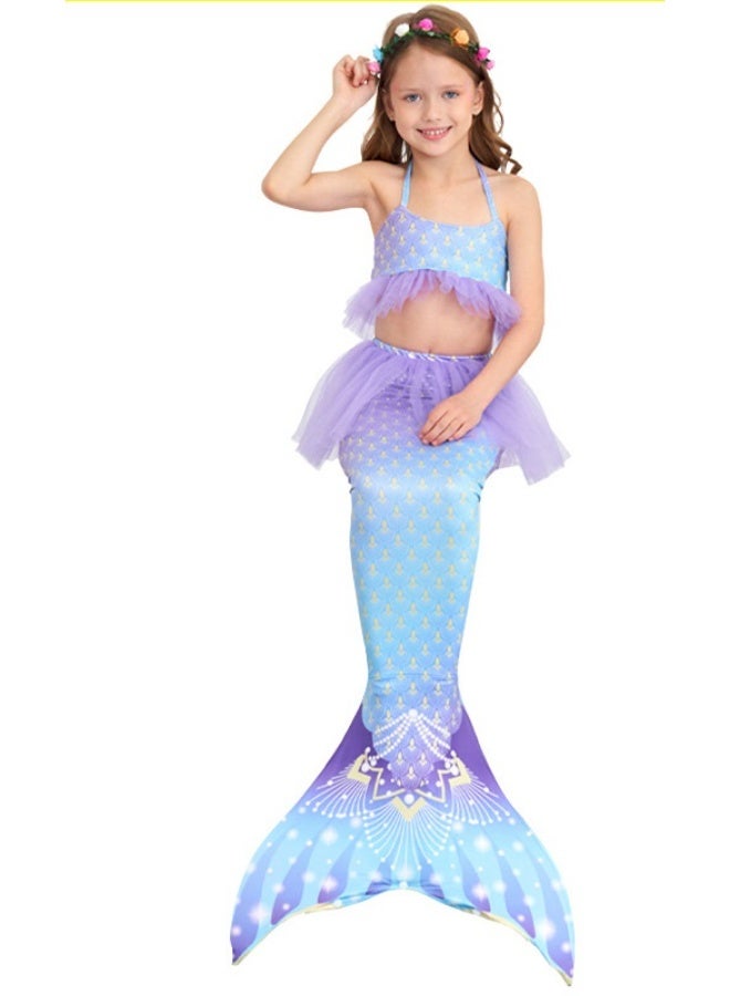 NIBEMINENT Mermaid children's swimsuit, girls' mermaid swimsuit, swimsuit three-piece set, children's mermaid swimsuit - Image 1