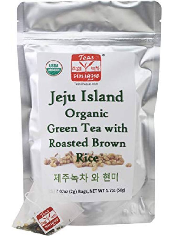 Teas Unique Korean Jeju Island Organic Green Tea With Roasted Brown Rice 25 Tea Bags - Image 2